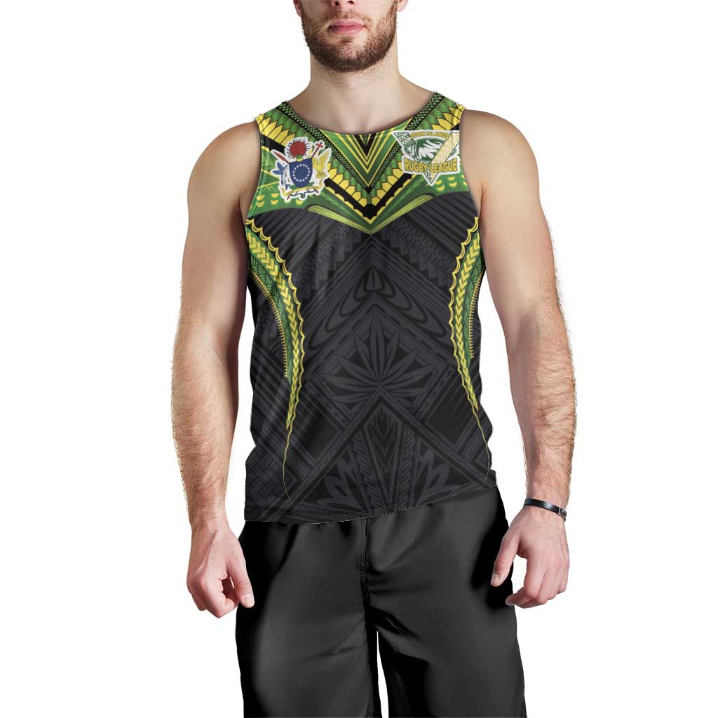 Custom Cook Islands Rugby Men Tank Top Tatau Art Sport Style Black Color