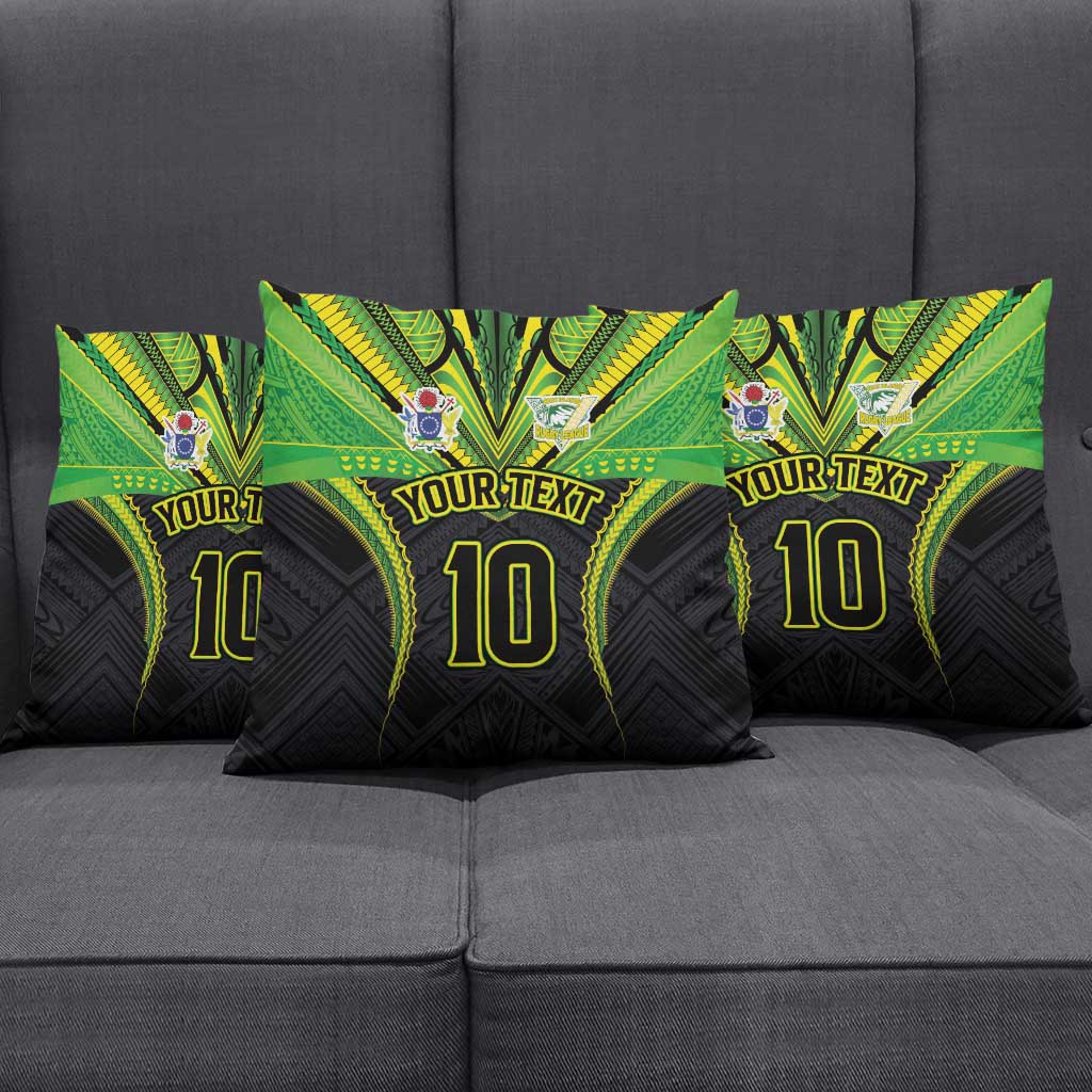 Custom Cook Islands Rugby Pillow Cover Tatau Art Sport Style Black Color