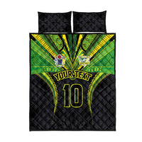 Custom Cook Islands Rugby Quilt Bed Set Tatau Art Sport Style Black Color