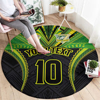 Custom Cook Islands Rugby Round Carpet Tatau Art Sport Style Black Color