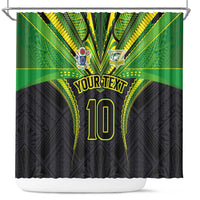 Custom Cook Islands Rugby Shower Curtain Tatau Art Sport Style Black Color