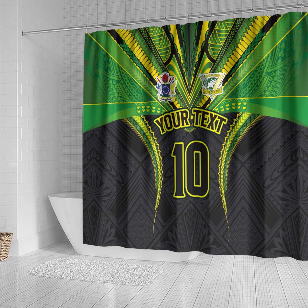 Custom Cook Islands Rugby Shower Curtain Tatau Art Sport Style Black Color