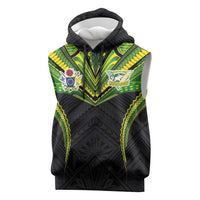 Custom Cook Islands Rugby Sleeveless Hoodie Tatau Art Sport Style Black Color