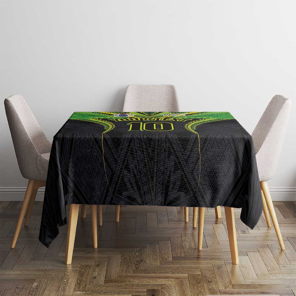 Custom Cook Islands Rugby Tablecloth Tatau Art Sport Style Black Color LT03 - Polynesian Pride