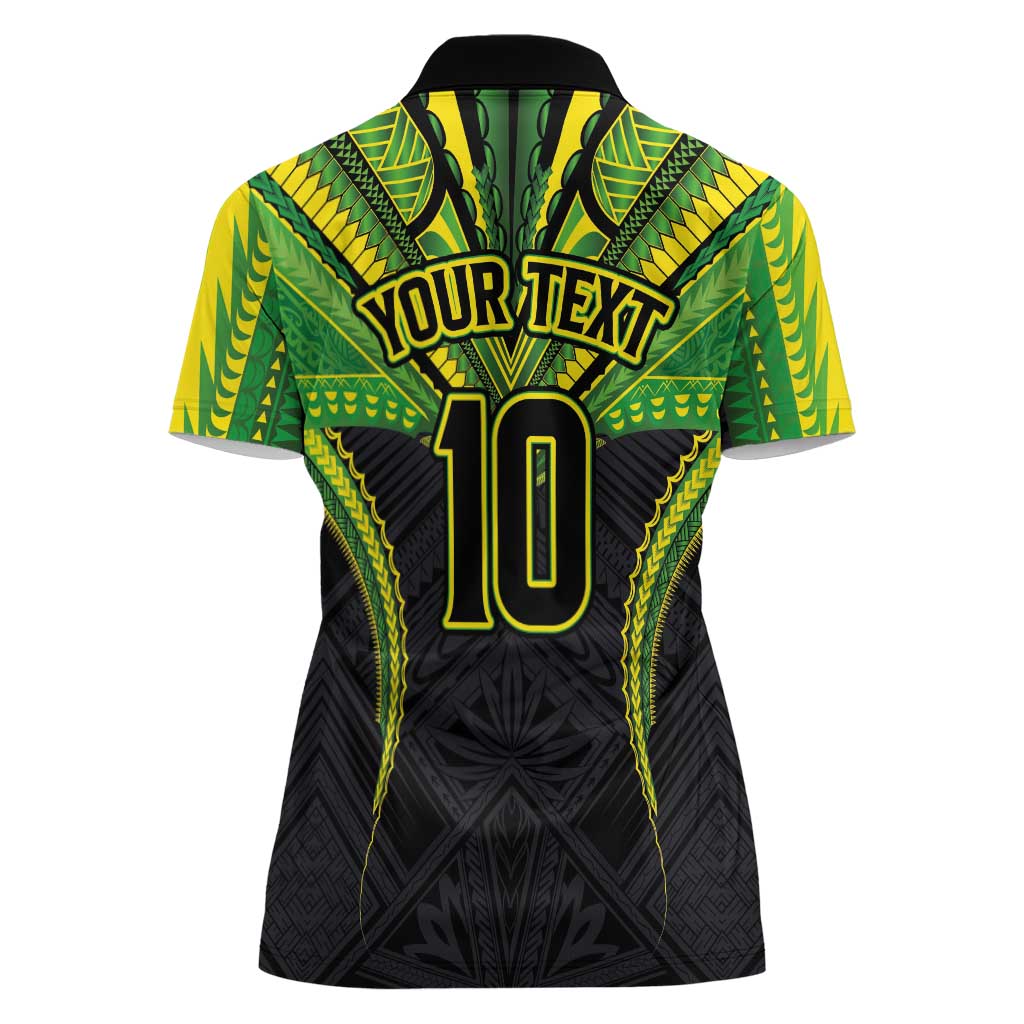 Custom Cook Islands Rugby Women Polo Shirt Tatau Art Sport Style Black Color