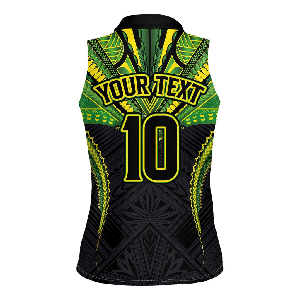 Custom Cook Islands Rugby Women Sleeveless Polo Shirt Tatau Art Sport Style Black Color LT03 - Polynesian Pride