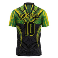 Custom Cook Islands Rugby Zipper Polo Shirt Tatau Art Sport Style Black Color