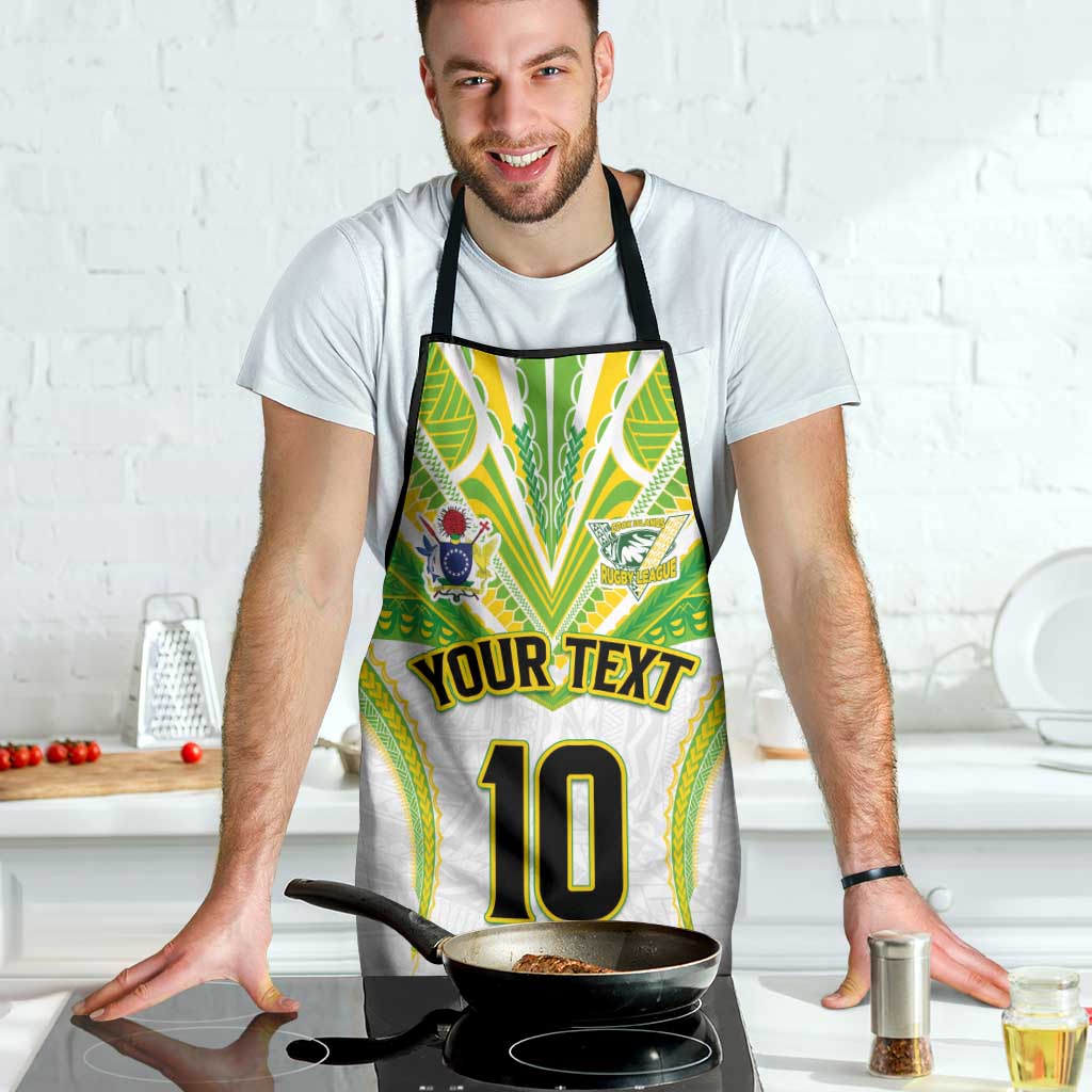Custom Cook Islands Rugby Apron Tatau Art Sport Style White Color