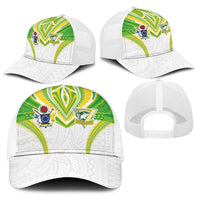 Cook Islands Rugby Baseball Net Cap Tatau Art Sport Style White Color