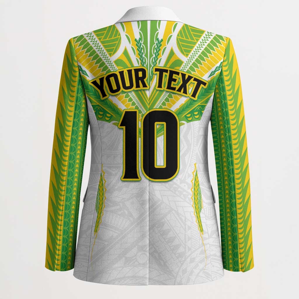 Custom Cook Islands Rugby Blazer Tatau Art Sport Style White Color