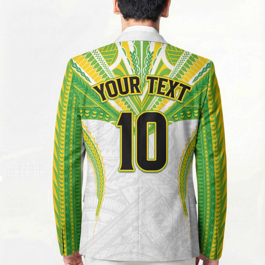 Custom Cook Islands Rugby Blazer Tatau Art Sport Style White Color