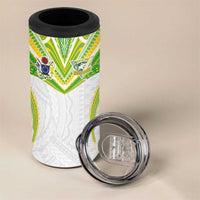 Custom Cook Islands Rugby 4 in 1 Can Cooler Tumbler Tatau Art Sport Style White Color LT03 - Polynesian Pride