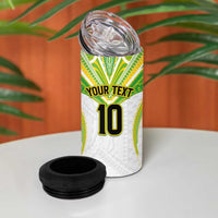 Custom Cook Islands Rugby 4 in 1 Can Cooler Tumbler Tatau Art Sport Style White Color LT03 - Polynesian Pride