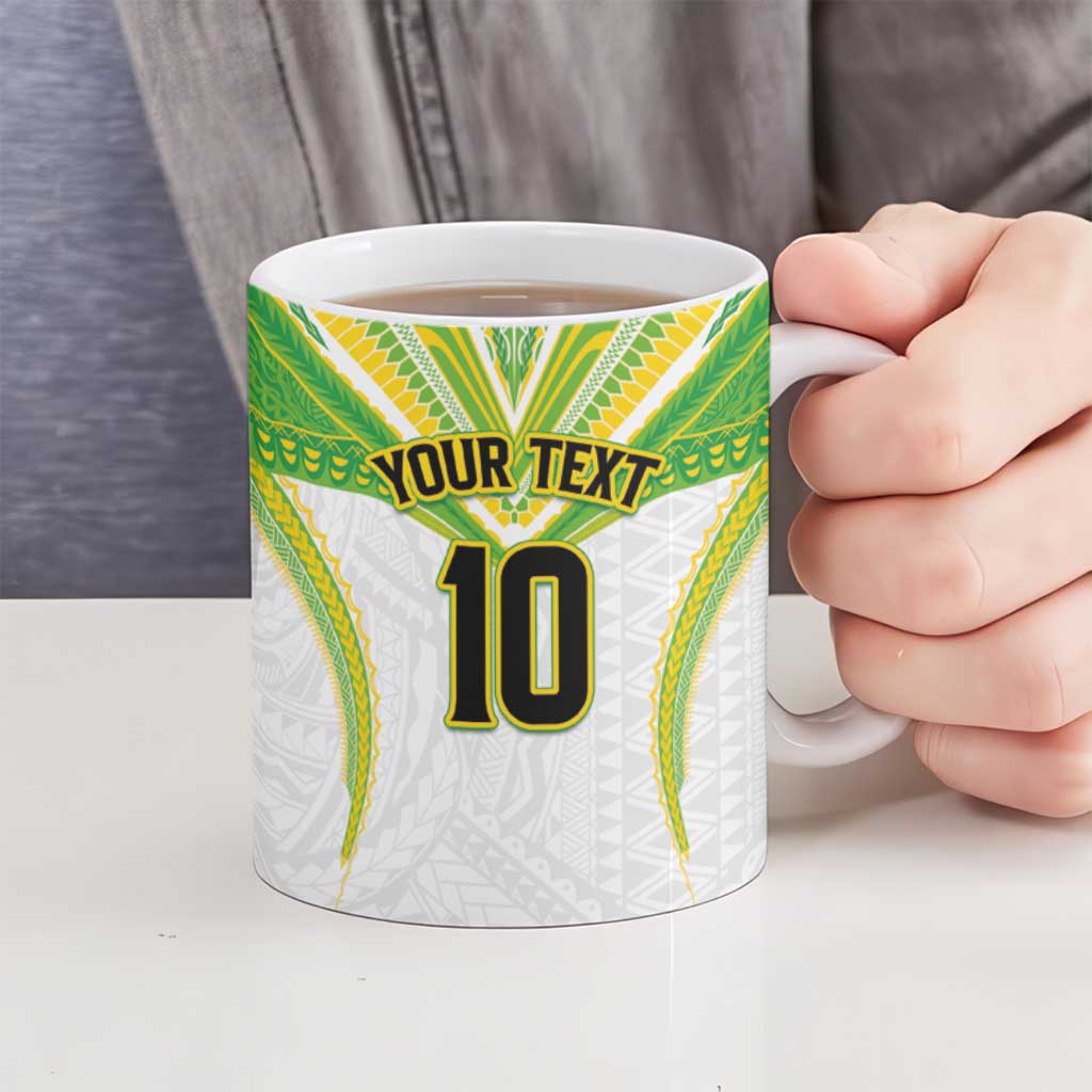 Custom Cook Islands Rugby Ceramic Mug Tatau Art Sport Style White Color