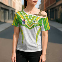 Custom Cook Islands Rugby Cross Shoulder Shirt Tatau Art Sport Style White Color