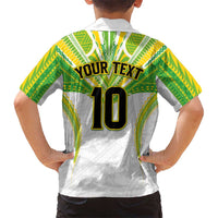 Custom Cook Islands Rugby Family Matching Off Shoulder Short Dress and Hawaiian Shirt Tatau Art Sport Style White Color LT03 - Polynesian Pride