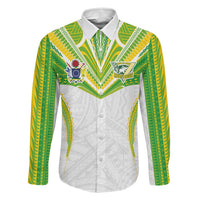 Custom Cook Islands Rugby Family Matching Puletasi and Hawaiian Shirt Tatau Art Sport Style White Color LT03 Dad's Shirt - Long Sleeve White - Polynesian Pride
