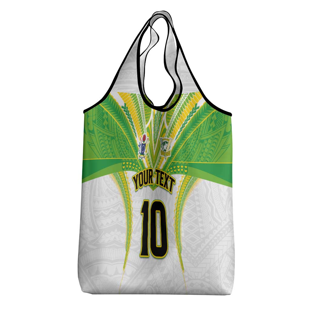 Custom Cook Islands Rugby Grocery Bag Tatau Art Sport Style White Color