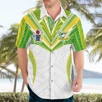 Custom Cook Islands Rugby Hawaiian Shirt Tatau Art Sport Style White Color