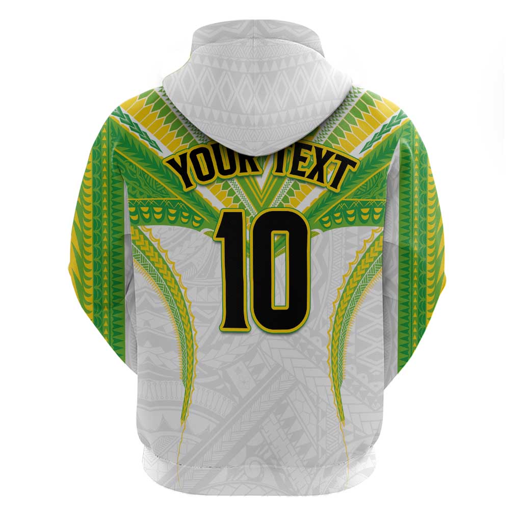 Custom Cook Islands Rugby Hoodie Tatau Art Sport Style White Color