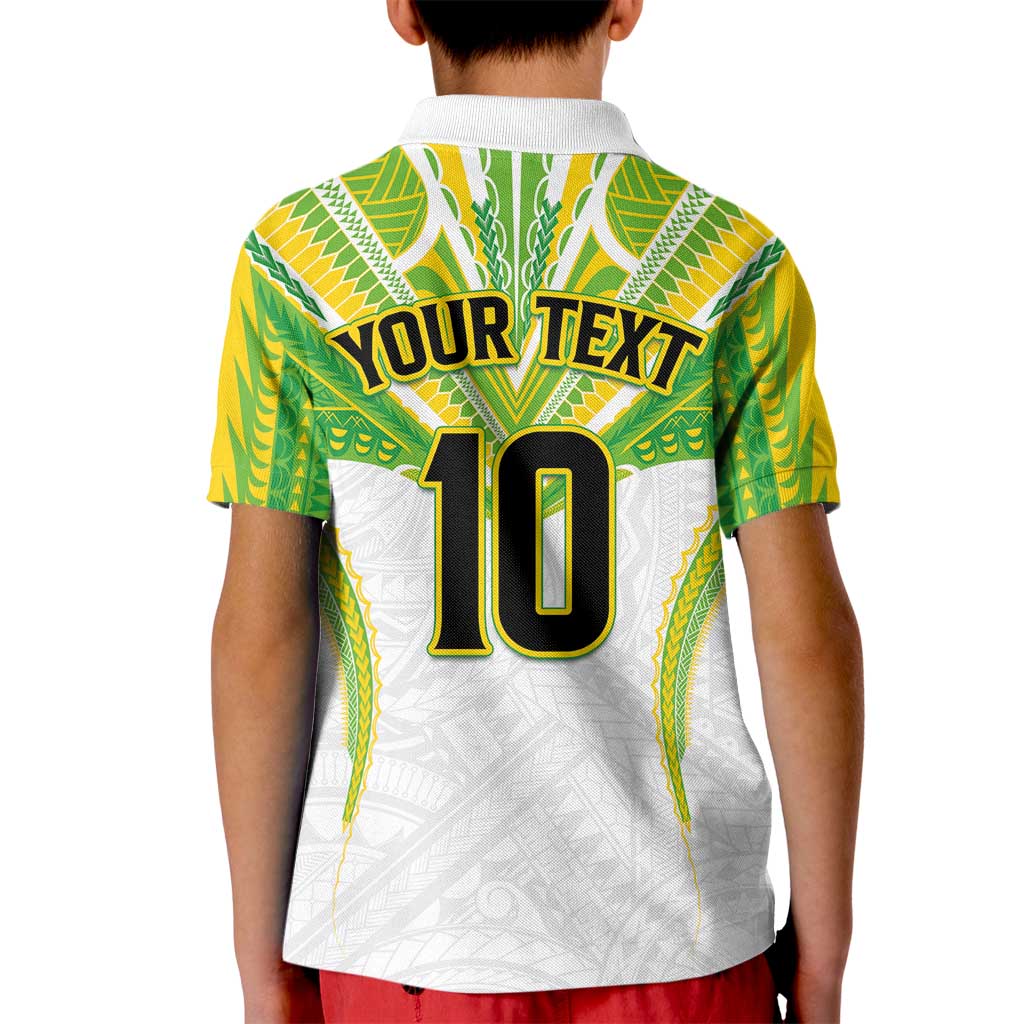 Custom Cook Islands Rugby Kid Polo Shirt Tatau Art Sport Style White Color