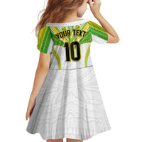Custom Cook Islands Rugby Kid Short Sleeve Dress Tatau Art Sport Style White Color