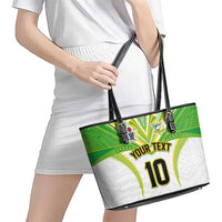 Custom Cook Islands Rugby Leather Tote Bag Tatau Art Sport Style White Color