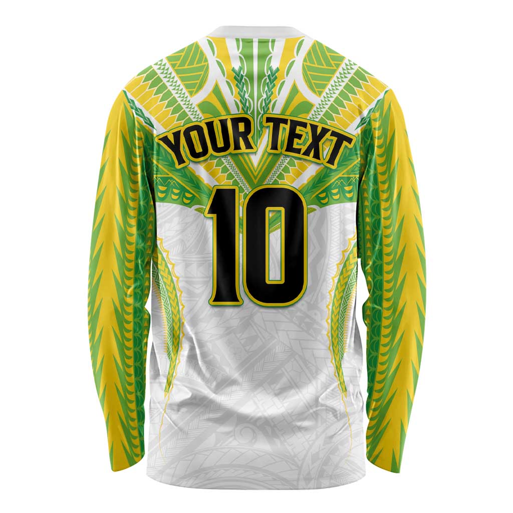 Custom Cook Islands Rugby Long Sleeve Shirt Tatau Art Sport Style White Color