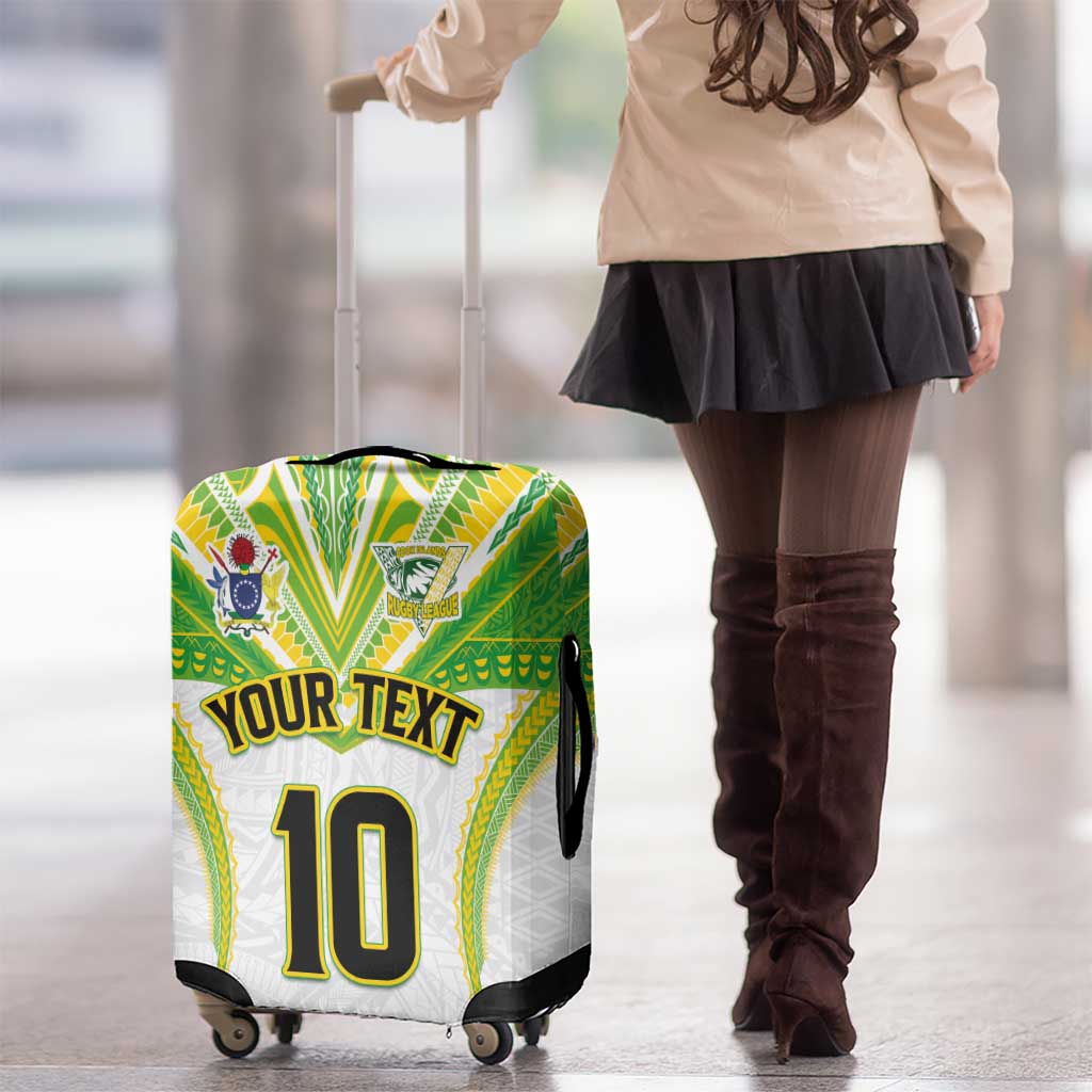 Custom Cook Islands Rugby Luggage Cover Tatau Art Sport Style White Color