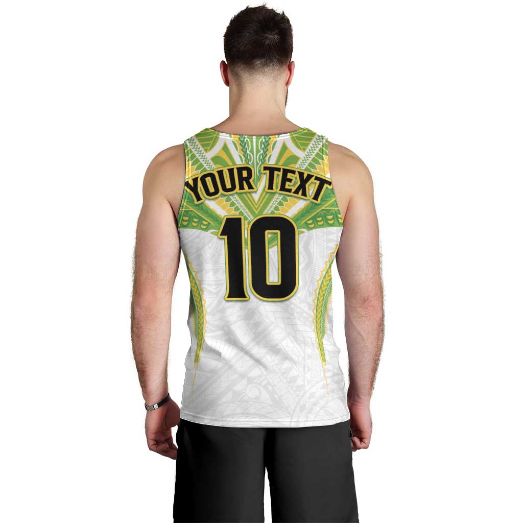 Custom Cook Islands Rugby Men Tank Top Tatau Art Sport Style White Color