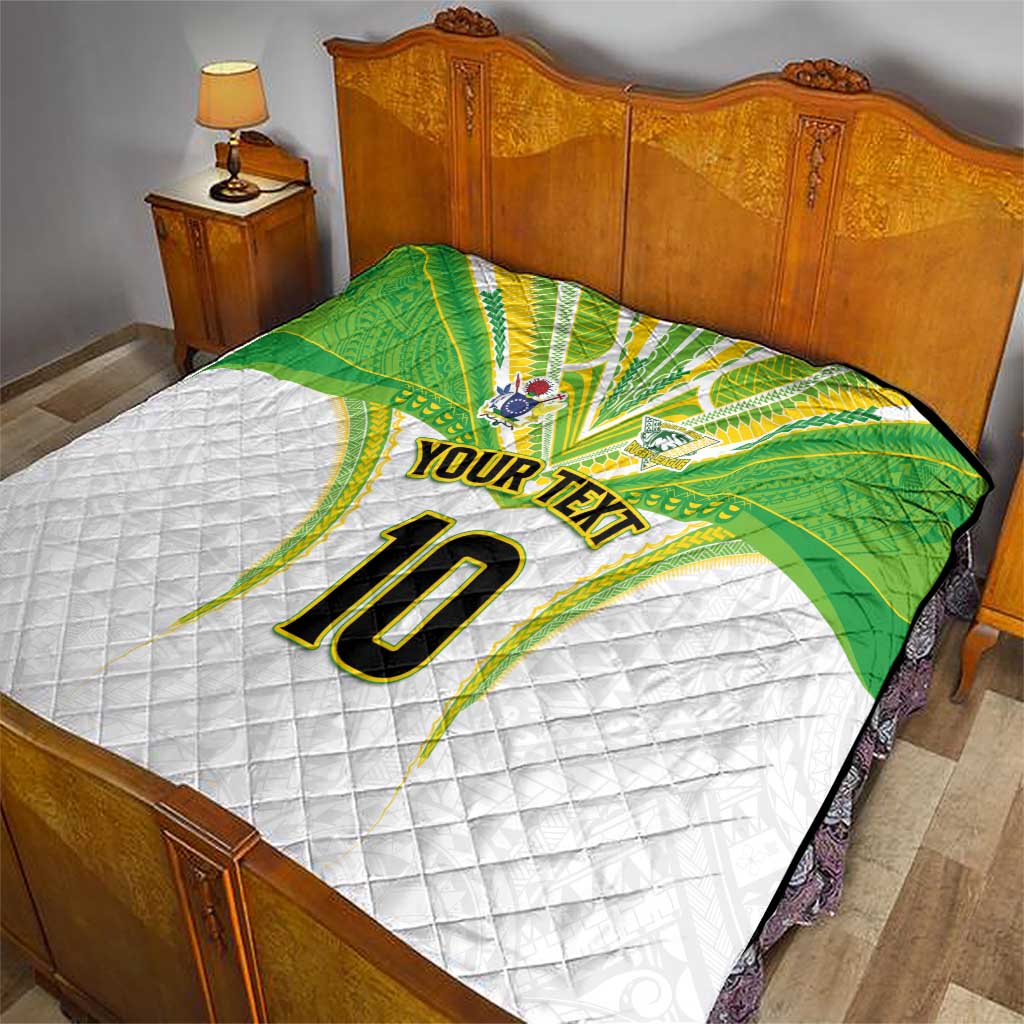 Custom Cook Islands Rugby Quilt Tatau Art Sport Style White Color