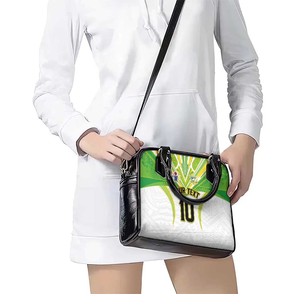 Custom Cook Islands Rugby Shoulder Handbag Tatau Art Sport Style White Color