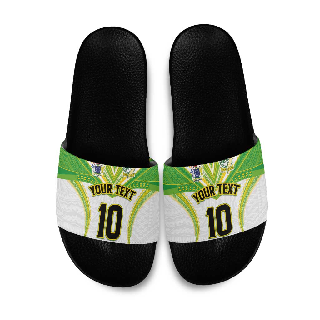 Custom Cook Islands Rugby Slide Sandals Tatau Art Sport Style White Color