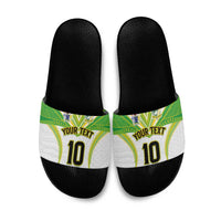 Custom Cook Islands Rugby Slide Sandals Tatau Art Sport Style White Color