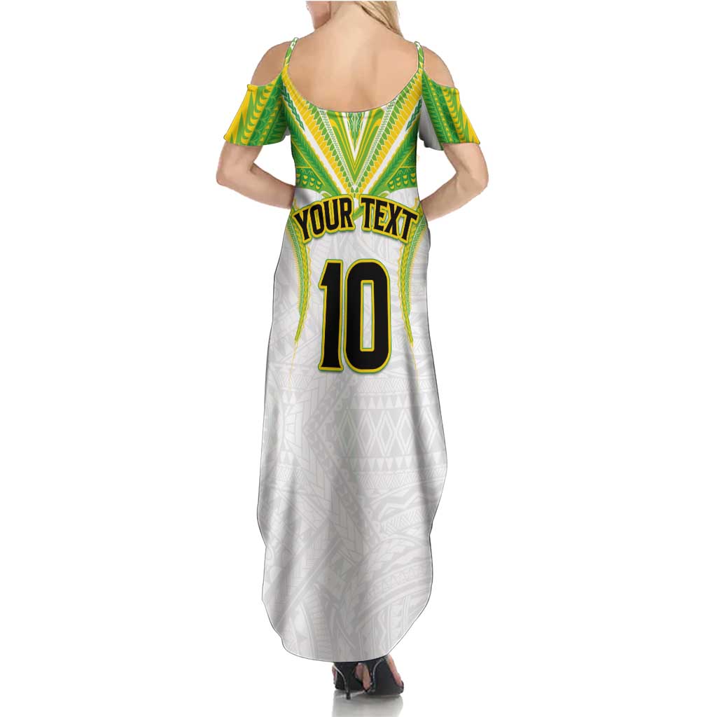 Custom Cook Islands Rugby Summer Maxi Dress Tatau Art Sport Style White Color