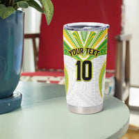 Custom Cook Islands Rugby Tumbler Cup Tatau Art Sport Style White Color