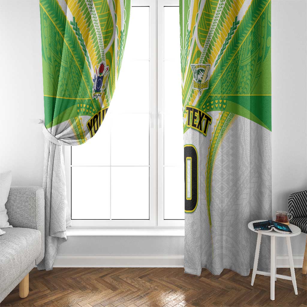 Custom Cook Islands Rugby Window Curtain Tatau Art Sport Style White Color