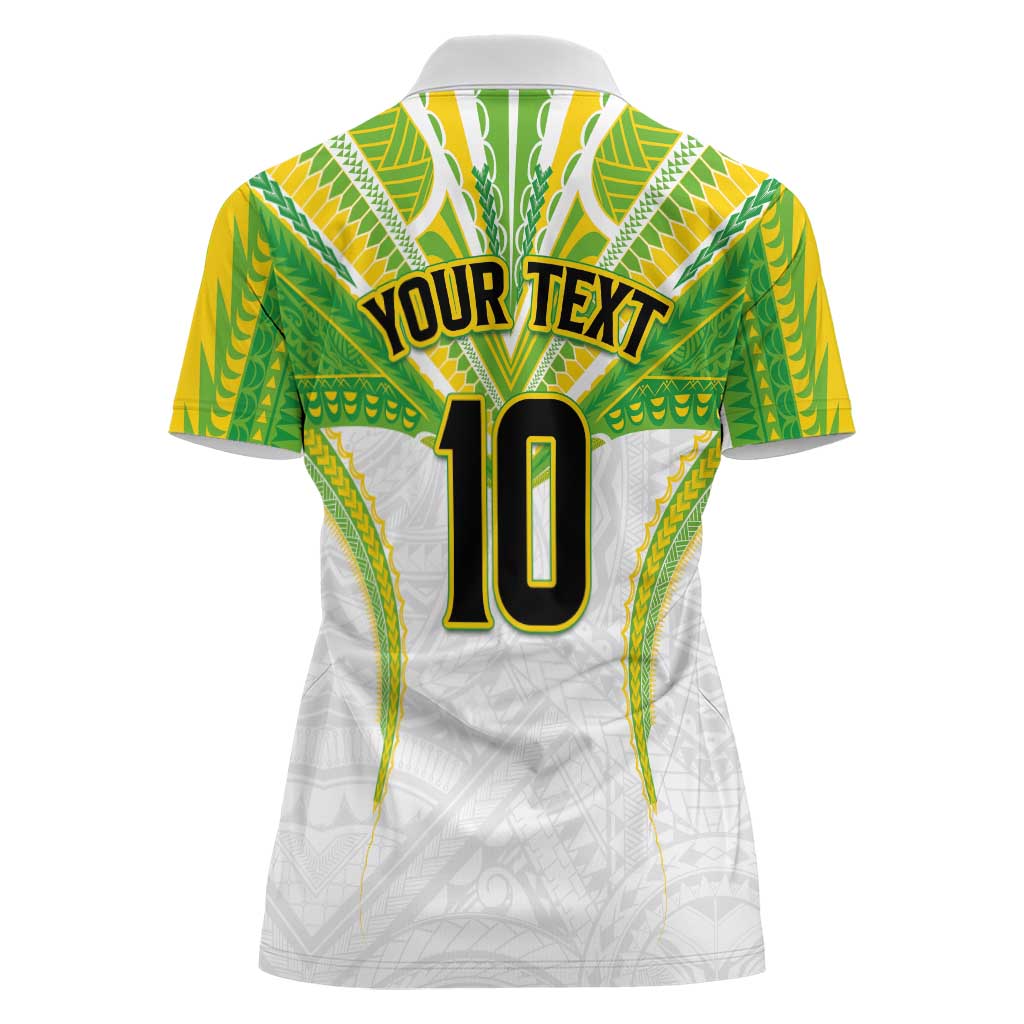 Custom Cook Islands Rugby Women Polo Shirt Tatau Art Sport Style White Color