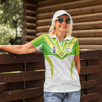 Custom Cook Islands Rugby Women Polo Shirt Tatau Art Sport Style White Color