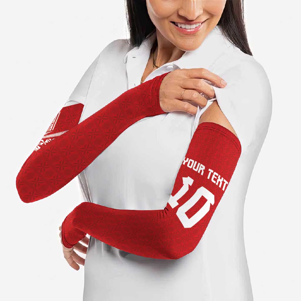Custom Tonga Rugby Arm Sleeves Ngatu Motifs and Pacific Patterns