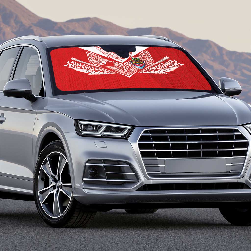 Tonga Rugby Auto Sun Shade Ngatu Motifs and Pacific Patterns