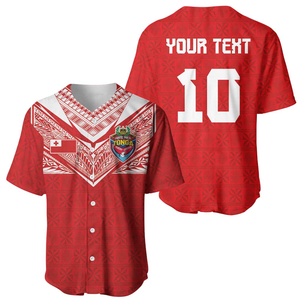 Custom Tonga Rugby Baseball Jersey Ngatu Motifs and Pacific Patterns