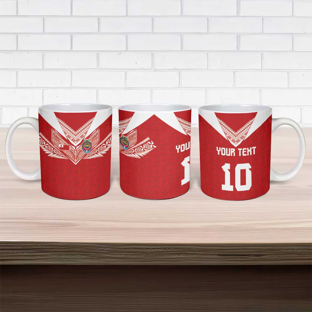 Custom Tonga Rugby Ceramic Mug Ngatu Motifs and Pacific Patterns