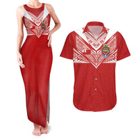 Custom Tonga Rugby Couples Matching Tank Maxi Dress and Hawaiian Shirt Ngatu Motifs and Pacific Patterns