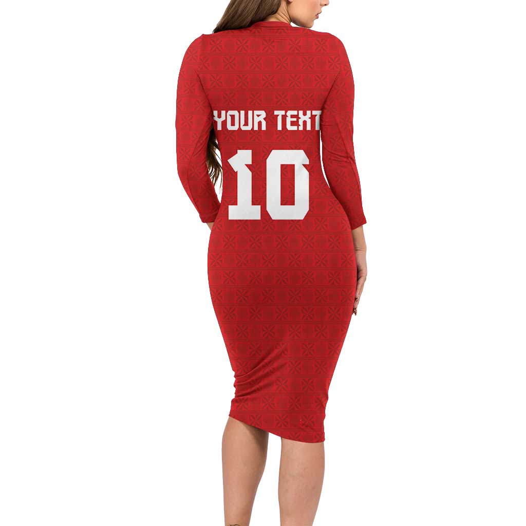 Custom Tonga Rugby Family Matching Long Sleeve Bodycon Dress and Hawaiian Shirt Ngatu Motifs and Pacific Patterns