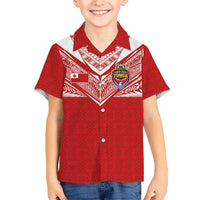 Custom Tonga Rugby Family Matching Off The Shoulder Long Sleeve Dress and Hawaiian Shirt Ngatu Motifs and Pacific Patterns