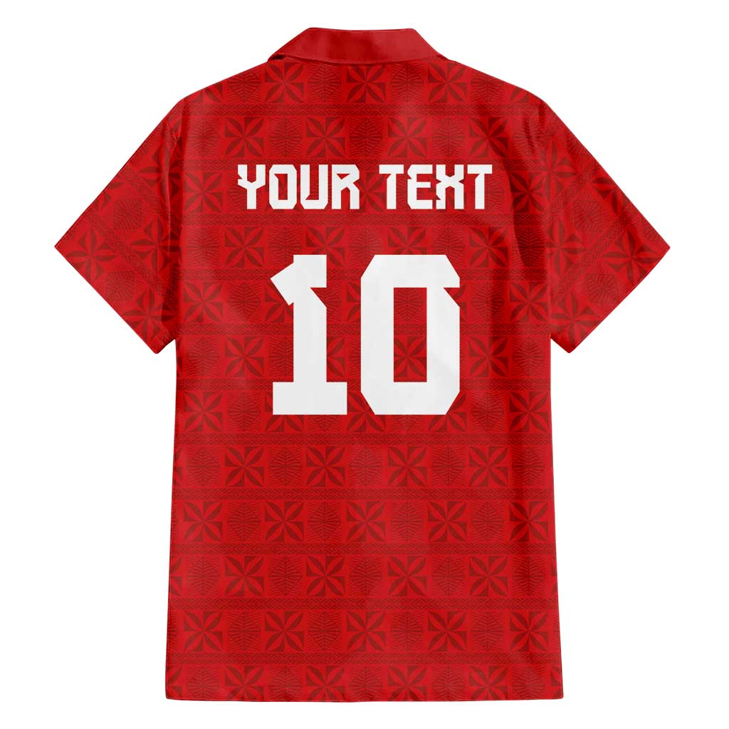 Custom Tonga Rugby Family Matching Off Shoulder Maxi Dress and Hawaiian Shirt Ngatu Motifs and Pacific Patterns