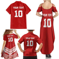 Custom Tonga Rugby Family Matching Summer Maxi Dress and Hawaiian Shirt Ngatu Motifs and Pacific Patterns