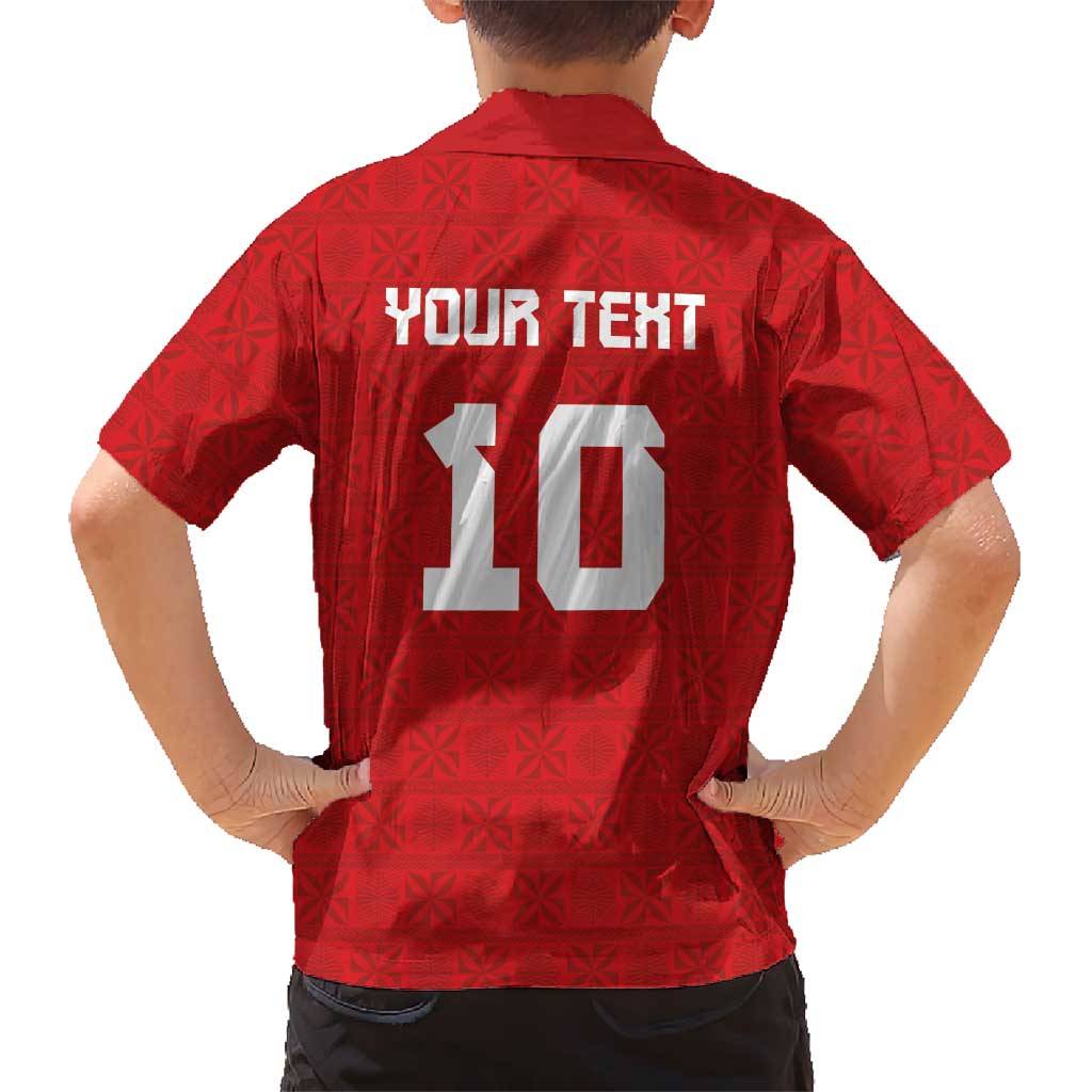 Custom Tonga Rugby Kid Hawaiian Shirt Ngatu Motifs and Pacific Patterns