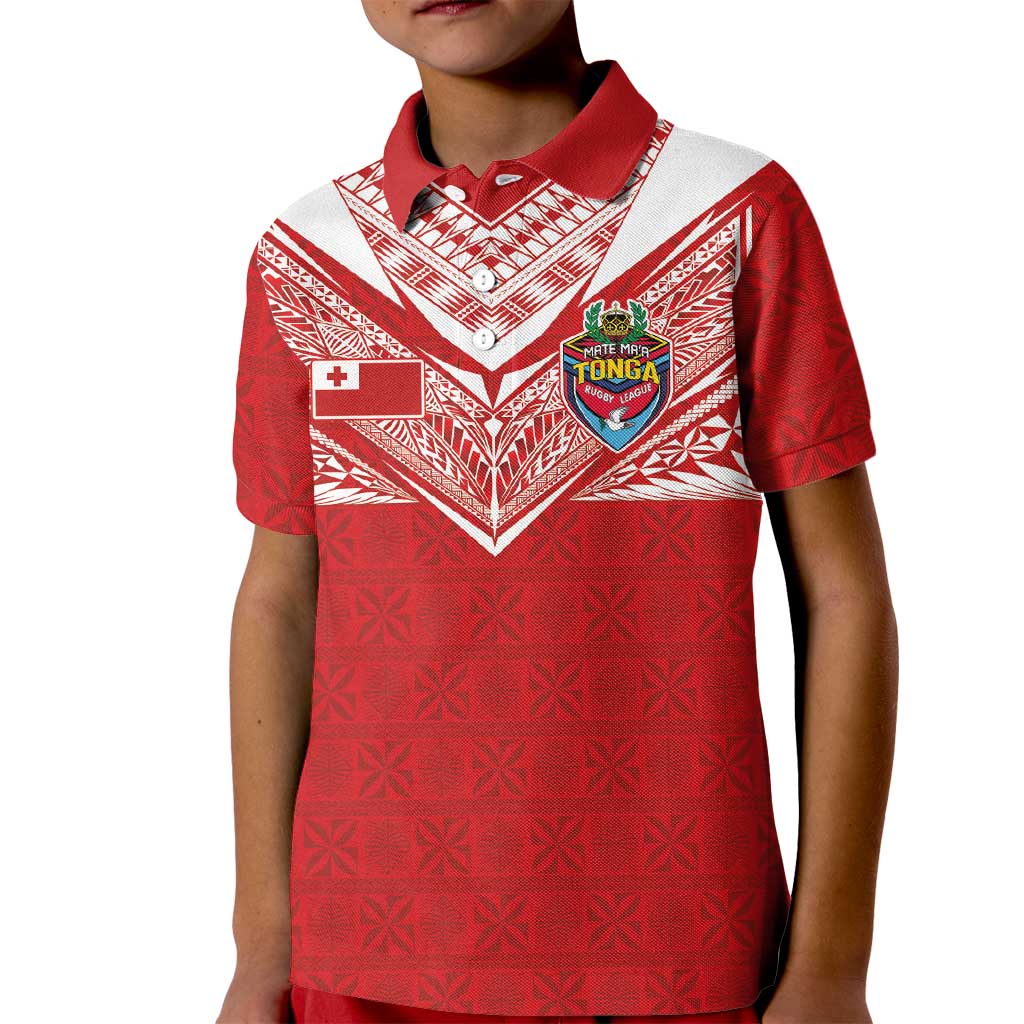 Custom Tonga Rugby Kid Polo Shirt Ngatu Motifs and Pacific Patterns